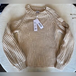 NWT 525 America Ribbed Knit Sweater with Shoulder Cut-Out
